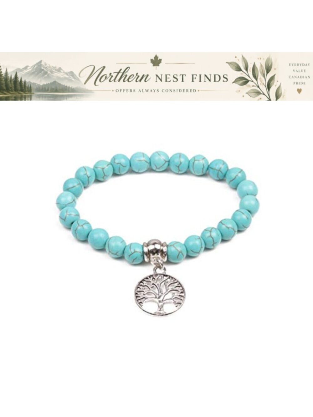 SBI Jewelry Turquoise Beaded Bracelet Owl Family Tree Stretch Stackable Wrap